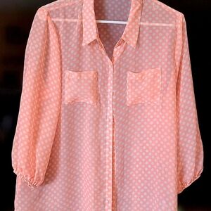 Maurices Coral Polka Dot Blouse